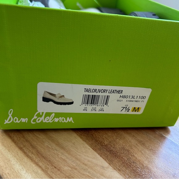 New Sam Edelman Taelor Loafers Ivory Leather - Picture 4 of 5